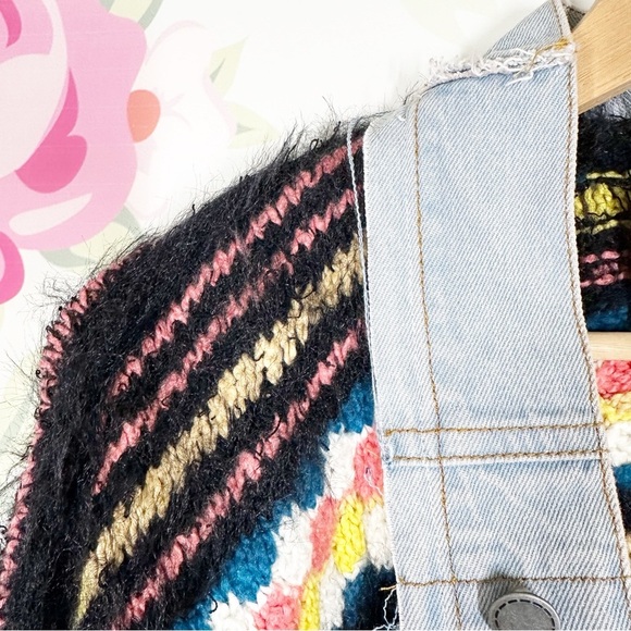 NEW Free People Running Wild Bohemian Fringe Poncho Black Lightning Combo M L - Picture 6 of 13